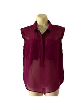 Princess Vera Wang Dark Berry Chiffon Blouse Woman Size Medium Summer
